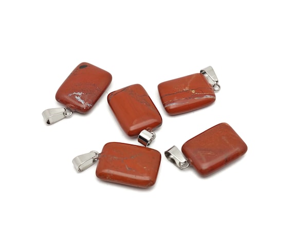 Red Jasper Crystal Rectangle Shape Pendants - Wholesale Gemstones - Stone Healing Crystal Rectangle Necklace - Natural Stones - NC1719