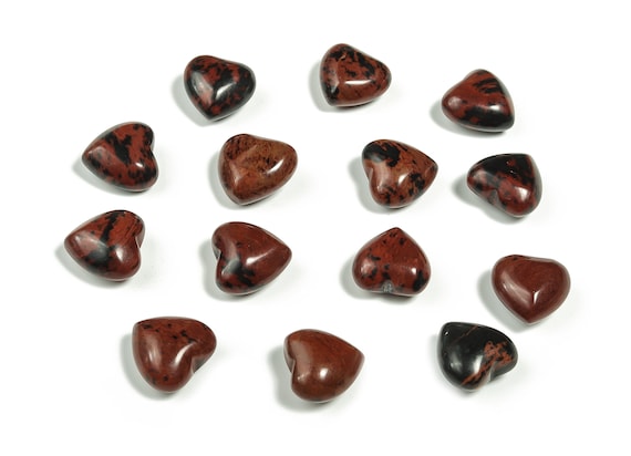 Mahogany Obsidian Heart Gemstone - Puffy Protection Heart Stones - Mahogany Obsidian Crystal Hearts - Crystal Healing - 15x15x9mm – HE1016