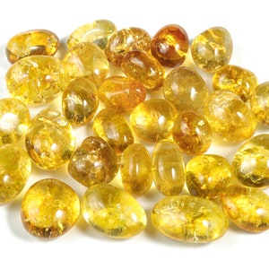 Cracked Citrine Quartz Tumbled Stone A++ – Genuine Citrine Tumbled Stone – Healing Crystal Stone – Citrine Gemstone - TU1070