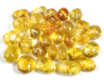 Cracked Citrine Quartz Tumbled Stone A++ – Genuine Citrine Tumbled Stone – Healing Crystal Stone – Citrine Gemstone - TU1070