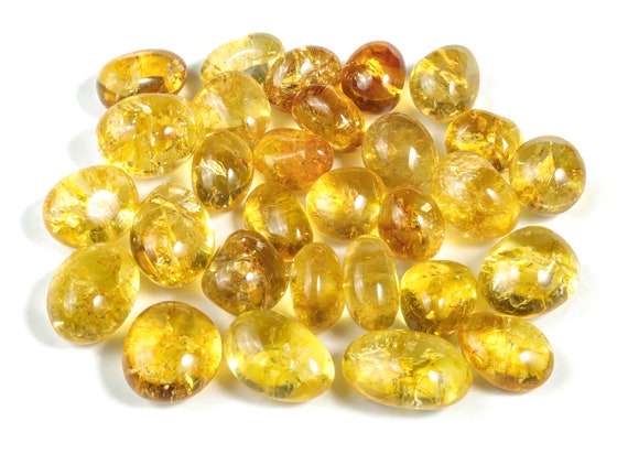 Cracked Citrine Quartz Tumbled Stone A++ – Genuine Citrine Tumbled Stone – Healing Crystal Stone – Citrine Gemstone - TU1070