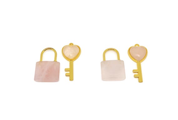 Rose Quartz Heart Key Pendants - Crystals Pendant Healing - Mini Crystal Pendant - Gifts - KA1001