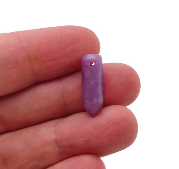 Lepidolite Crystal Point Hole Pendant - Drilled Crystal Point - Natural Gemstone - Stick Point Bead - Healing Stone - NC1398