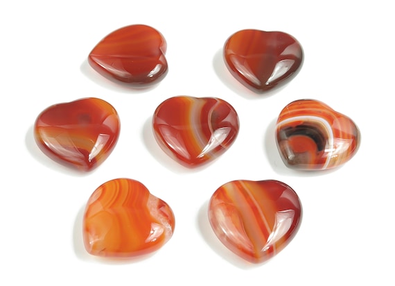 Carnelian Heart Gemstone - Gemstone Puffy Heart - Carnelian Gemstone - Heart Shaped Charm - Crystal Healing – 3cm - HE1196