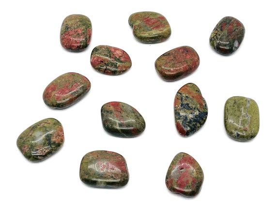Unakite Slab Crystal - Flat Disk Stone – Pendant Crystal - Worry Stone - Healing Crystals – 0.8"-1.1" - FL1066