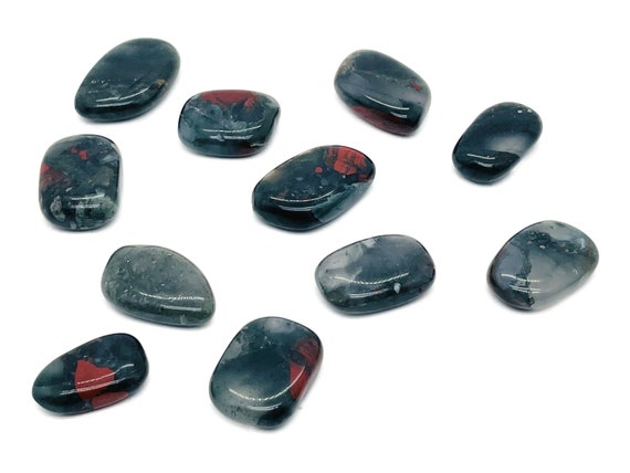 African BloodStone Slab Crystal - Flat Disk Stone – Pendant Crystal - Worry Stone - Healing Crystals – 0.8"-1.1" - FL1060