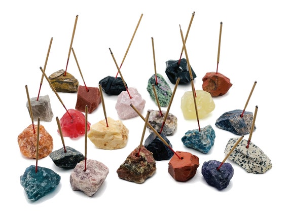 Crystal Incense Holder - Rough Crystal Stone Incense Stick Holder - Raw Stone Incense Holder - Healing Stone - RSMIX