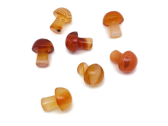 Carnelian Mushroom Gemstone – Crystal Carving – Crystal Mushroom – Natural Stone Mushroom Carving – 2cm – MU1029