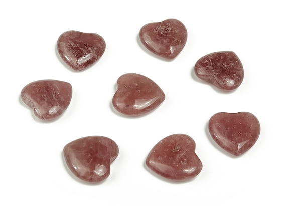 Strawberry Quartz Heart Gemstone Flat – Heart Crystal - Healing Stones – Carving Heart - Natural stones - 20x20x6 - HE1074