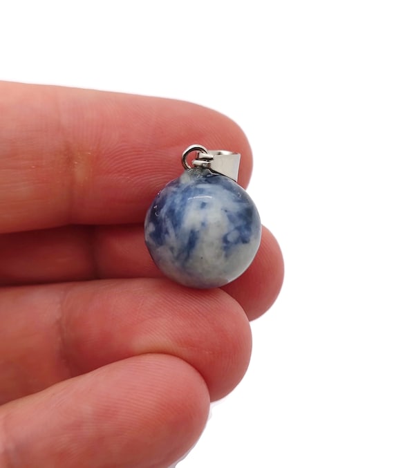 Blue Spot Jasper Crystal Ball Pendant - Ball Charm Whith Brass - Crystal Round Ball Pendant - Jewelry Making - Healing Crystal - NC1375