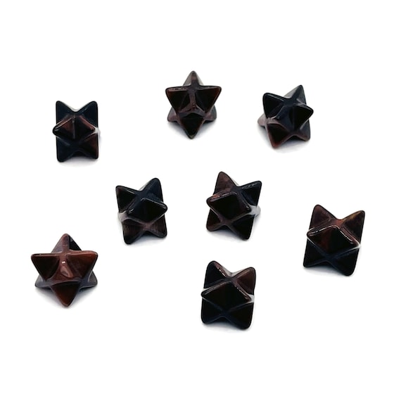 Red Tiger Eye Merkaba Star Crystal Carving – Christmas Gift - Mini Merkaba Star Figurines - Crystal Reiki Healing - ME1023