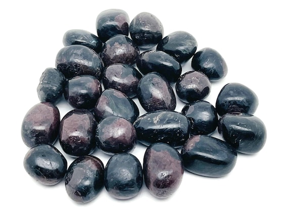 Garnet in Astrophyllite Tumbled Stone – Small FireWorks Garnet Crystal – Good Luck - Healing Stone - TU1264