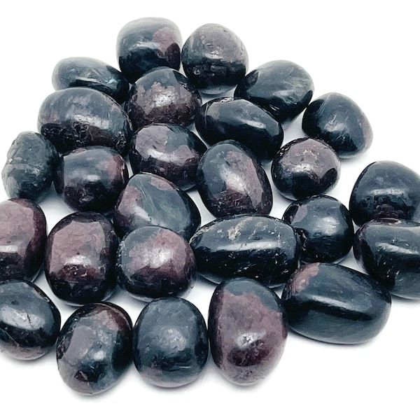 Garnet in Astrophyllite Tumbled Stone – Small FireWorks Garnet Crystal – Good Luck - Healing Stone - TU1264