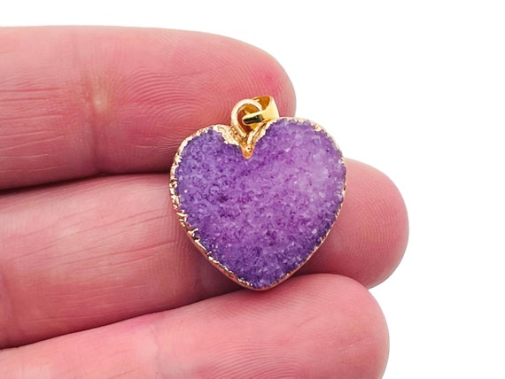 Purple Agate Heart Geode Druzy Slice Pendnat - Oco Agate Geode Pendant - Crystal Agate Pendant - NC1347