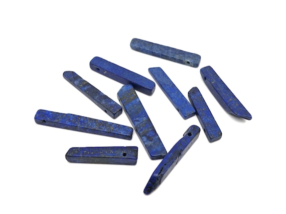 Lapis Lazuli Drilled Tumbled Stones - Rectangle Hole Tumbled Stone - Making Jewelry Cytsals - Bulk Stones - NC1799