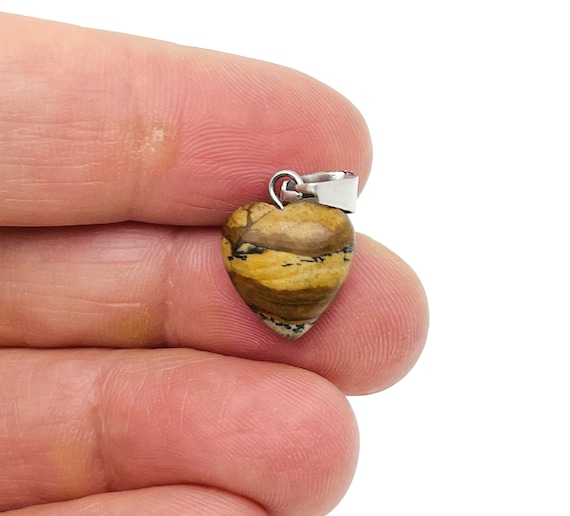 Picture Jasper Heart Pendant - Crystals Pendant Healing - Mini Crystal Pendant - Gifts - NC1500