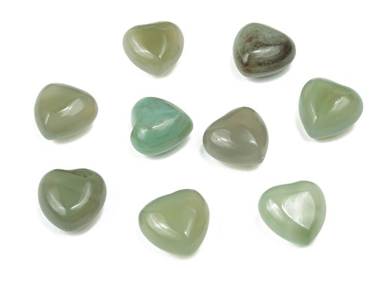 Green Agate Heart Gemstone - Puffy Heart –  Healing Crystals - Nurturing Stone – Crystal Hearts – 15x15x9mm - HE1041