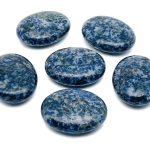 Blue Spot Jasper Palm Stone – Oval Blue Spot Jasper Stone –Natural Gemstone – Worry Stone - 45x35mm - PA1042