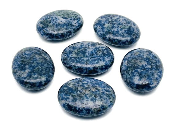 Blue Spot Jasper Palm Stone – Oval Blue Spot Jasper Stone –Natural Gemstone – Worry Stone - 45x35mm - PA1042