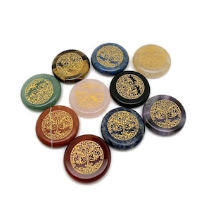 Colgante de cristal grabado con el Árbol de la Vida - Amuleto de piedra para la conexión espiritual - ENGMIX16