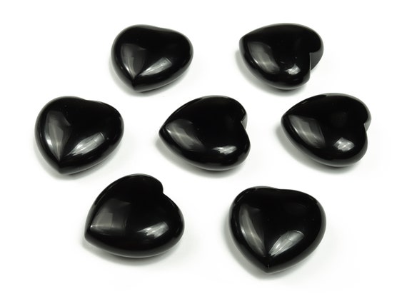 Obsidian Heart Gemstone - Black Obsidian Heart - Obsidian Puffy Heart - Healing Crystal Heart - Obsidian Crystal – 4cm – HE1241