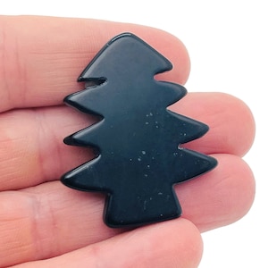 Obsidian Pine Tree Gemstone - Crystal Christmas Tree carving - Handmade Tree Stone - TR1004
