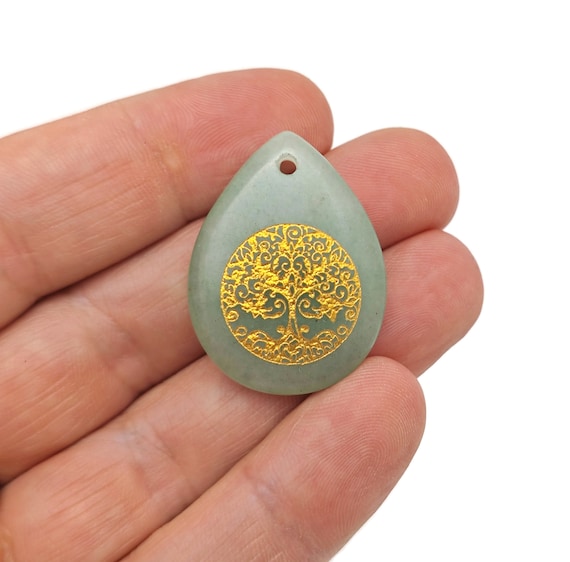 Aventurine Drop Tree Gemstone Pendants - Crystals Pendant Healing - Loose Crystal Pendant - Gifts - NC1773