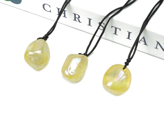 Yellow Aura Quartz Pendant - Crystal Pendant – Natural Necklaces - Heling Gemstone - Gifts - NC1102