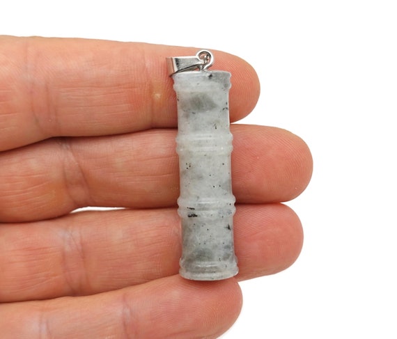 Labradorite Gemstone Bamboo Shape Pendants - Protect Crystal Necklace - Bamboo Crystal Jewelry - Healing Stones - Gift For Her - NC1621