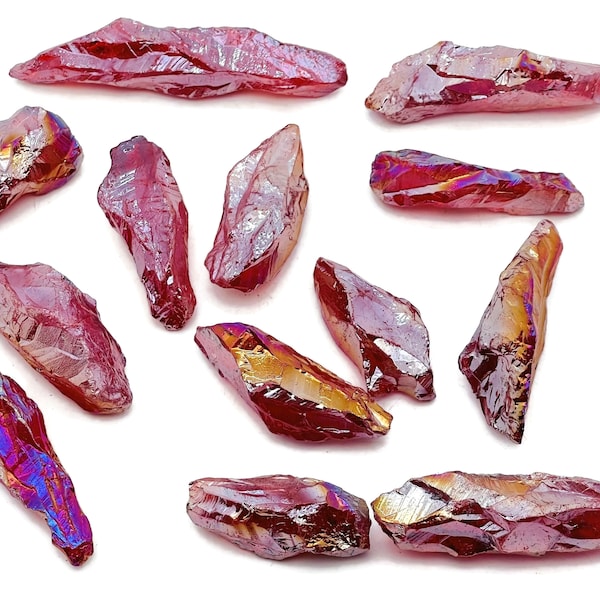 Red Aura Quartz Point – Rough Red Aura Quartz – Raw Crystal – Chunk Stones - RA1248
