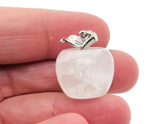 Clear Quartz Crystal Apple Pendant - Crystals Pendant Healing - Mini Crystal Pendant - Gifts - NC1229