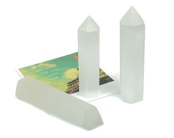Selenite Obelisk Tower Stone – Obelisk Tower Point Crystals – Meditation Gemstone - Gifts - TW1037