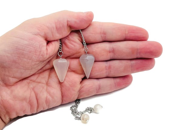 Gray Agate Healing Crystal Pendulum – Gemstone Divination Pendulum with Stainless Steel Chain - PE1012
