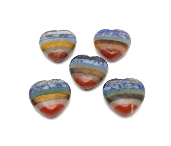 Seven Chakra Heart Shape Stone – 7 Chakra Heart Crystal – Crystals – Chakra Healing Crystal - Gifts - CA1056