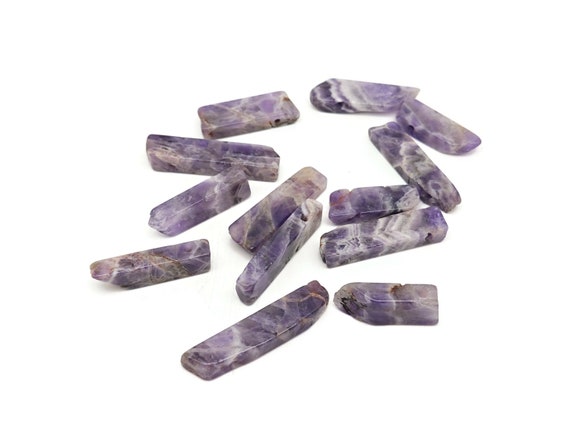 Dream Amethyst Drilled Tumbled Stones - Rectangle Hole Tumbled Stone - Making Jewelry Cytsals - Bulk Stones - NC1785