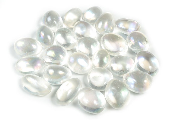 Angel Aura Quartz Tumbled Stone - Angel Aura Clear Quartz  –  Angel Aura Clear Crystal - TU1037