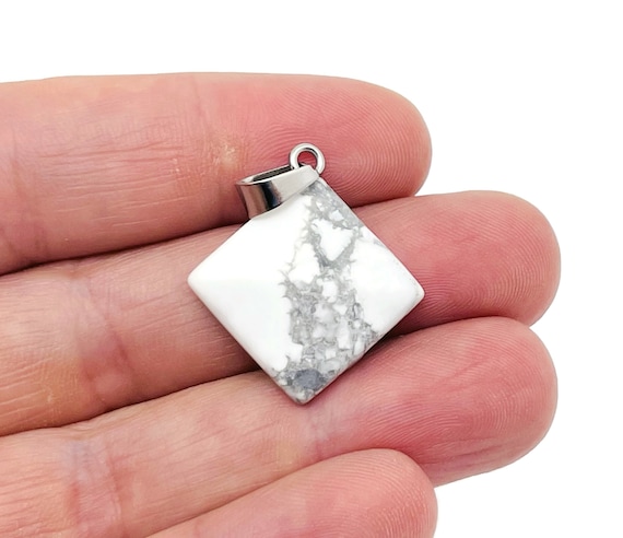 Howlite Gemstone Pyramid Pendant - Natural Gemstone Jewelry - Healing Crystal Reiki - For Women Lucky Pendant - NC1453