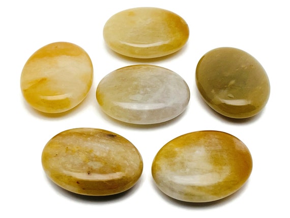 Yellow Aventurine Palm Stone – Oval Yellow Aventurine Stone –Natural Gemstone – Worry Stone - 45x35mm - PA1041