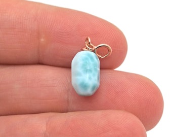 Natural Larimar Pendant - Handmade Pendant For Necklace - Gemstone Pendant - Gold Pendant - NC1014