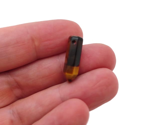 Tiger Eye Crystal Point Hole Pendant - Drilled Crystal Point - Natural Gemstone - Stick Point Bead - Healing Stone - NC1384