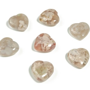 Flower Agate Heart Gemstone – Cherry Blossom Heart  – Crystal Palm Stone Natural Gemstone Hearts – 2.5cm - HE1114