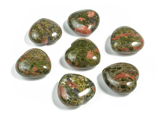 Unakite Heart Gemstone - Unakite Healing Crystals - Natural Unakite Stone - Carved Gemstone Heart – 3cm - HE1161