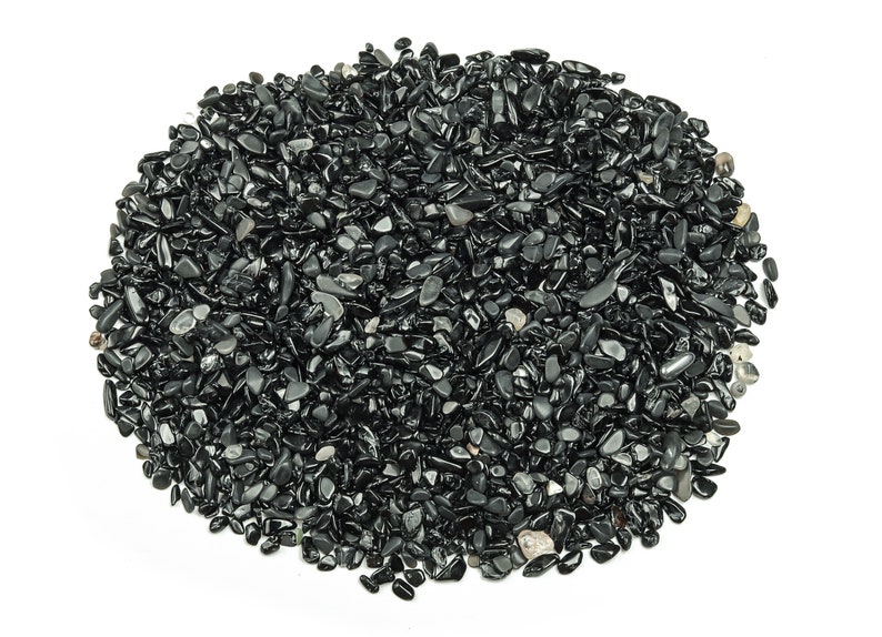 Black Tourmaline Chips Gemstone Chips Crystal Semi Tumbled Chips Bulk Crystal 2-6mm CP1082 image 1