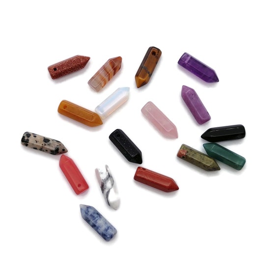 Crystal Point Hole Pendant - Drilled Crystal Point - Natural Gemstone - Stick Point Bead - Healing Stone - NXMIX