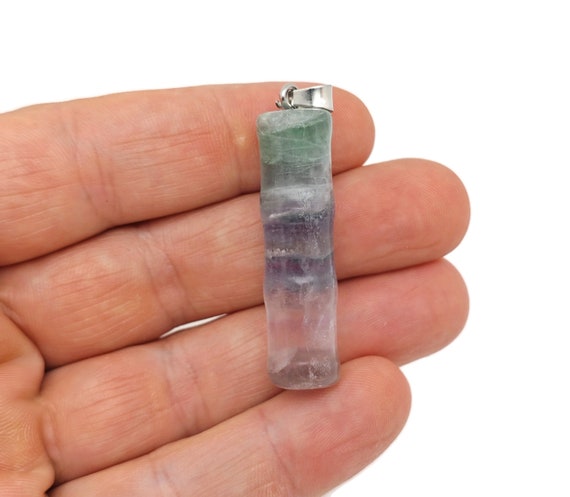 Fluorite Gemstone Bamboo Shape Pendants - Protect Crystal Necklace - Bamboo Crystal Jewelry - Healing Stones - Gift For Her - NC1608