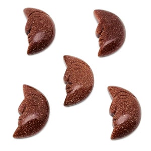 Goldstone Crystal Moon Face - Crystal Smile Moon - Gemstone Carved Moon - Healing Crystal - Gemstone Crescent – 25mm – MS1009