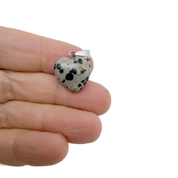 Dalmatian Jasper Heart Pendant - Crystals Healing - Mini Crystal Pendant - Gifts - HNC1041