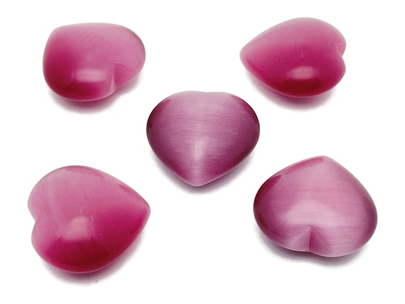 Pink Cats Eye Heart Gemstone – Heart Crystal - Healing Stones – Carving Heart - Natural stones -4cm - HE1247