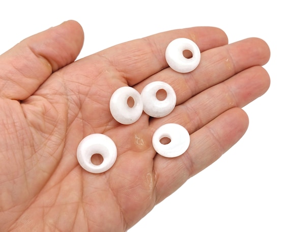 White Jade Gemstone Pi Stone - Crystal Donut Pi Stone - Pi Stone -Crystal Earrings - Lucky Safety Pendant Jewelry - 18mm - DO1035