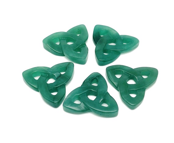 Aventurine Celtic Knot Carved Stone - Trinity Crystals Gemstone - Making Jewelry - Healing Crystals - CK1006